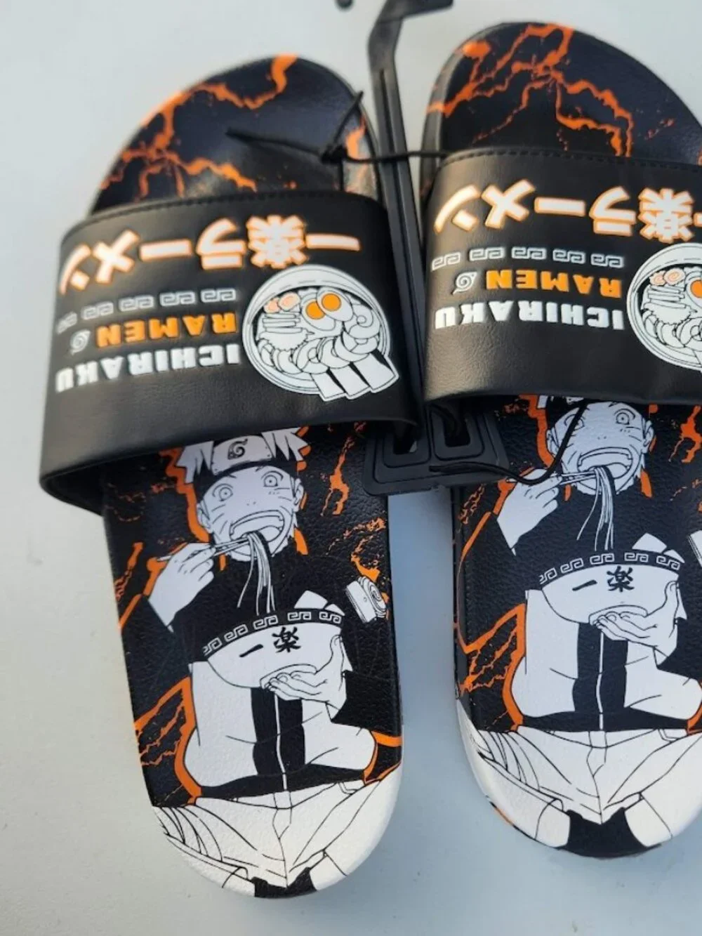 NEW Naruto Anime Ramen Men’s Size 7 Slippers Sandals Slides Shippuden Ichiraku R